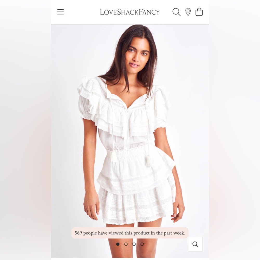 LoveShackFancy 
Liv Cotton Ruffled Dress
Small
White